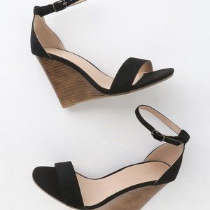 NEW Lulu's Ramona Wedge in Black Suede 8.5